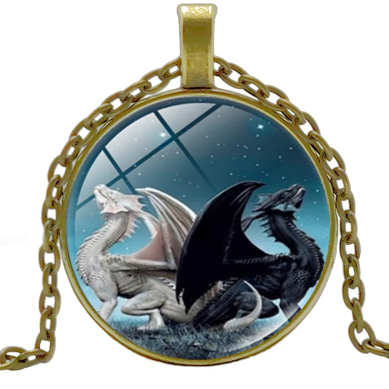 hot / New Jewelry Statement Necklace Black Dragon White Dragon Creative Time Glass Convex Round Pendant Necklace Children's Gift 
hot / New Jewelry Statement Necklace Black Dragon White Dragon Creative Time Glass Convex Round Pendant Necklace Children's Gift