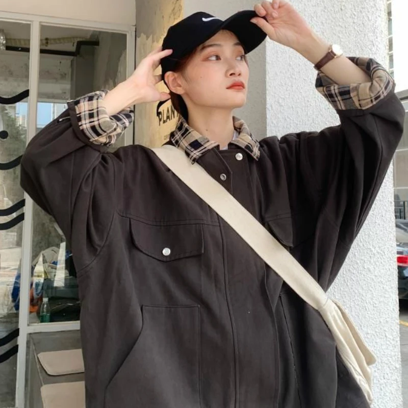 Basic Jackets Women Spring Autumn Plaid Patchwork Loose Oversize Bf Harajuku Cargo Coats Womens Retro Korean Style Trendy Zip-up
Basic Jackets Women Spring Autumn Plaid Patchwork Loose Oversize Bf Harajuku Cargo Coats Womens Retro Korean Style Trendy Zip-up