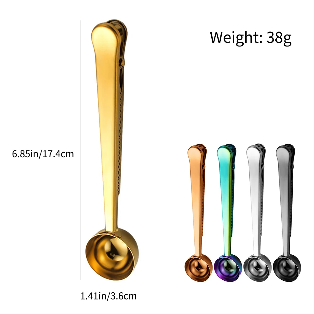 Two-In-One Stainless Steel Coffee Spoon Sealing Clip Kitchen Gold Accessories Recipient Cafe Decoration
Two-In-One Stainless Steel Coffee Spoon Sealing Clip Kitchen Gold Accessories Recipient Cafe Decoration