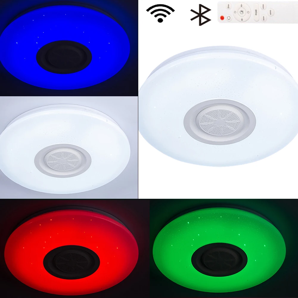 

60 Вт Wi-Fi RGB светодиодный потолочный светильник s для Гостиная работы при прослушивании музыки по Bluetooth Smart APP Дистанционное Управление светил...