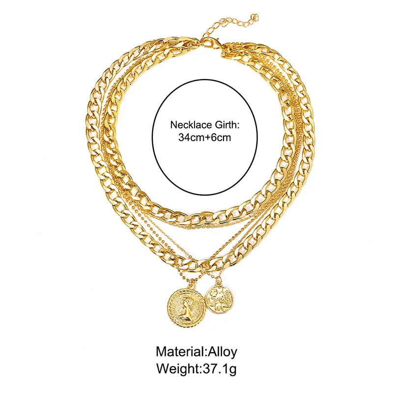 Fashion Punk Stle Multi Layer Portrait Pendants Necklaces For Women Punk Vintage Gold Color Necklace New Design Jewelry Gifts
Fashion Punk Stle Multi Layer Portrait Pendants Necklaces For Women Punk Vintage Gold Color Necklace New Design Jewelry Gifts