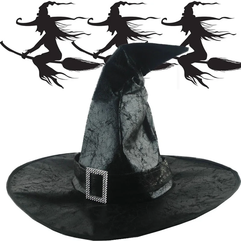 2021 Halloween Leather Witch Hats Halloween Party Cosplay Costume Wizard Cap for Children Adults Hat Pointy Top Cap
2021 Halloween Leather Witch Hats Halloween Party Cosplay Costume Wizard Cap for Children Adults Hat Pointy Top Cap