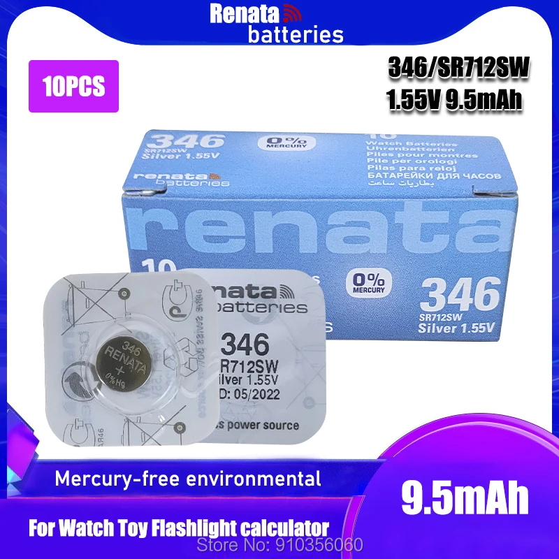 10 шт./лот Оригинальный швейцарский аккумулятор Renata 346 SR712SW 1 55 V для часов Silver RENATA