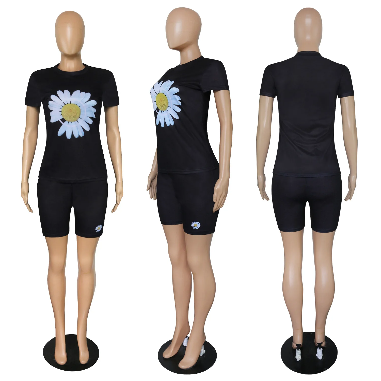 Small Daisy Printing Two-Piece Movement Summer Women's Round Neck Short-sleeved T-Shirt + Shorts Fashion Casual Suit 2021 New
Small Daisy Printing Two-Piece Movement Summer Women's Round Neck Short-sleeved T-Shirt + Shorts Fashion Casual Suit 2021 New