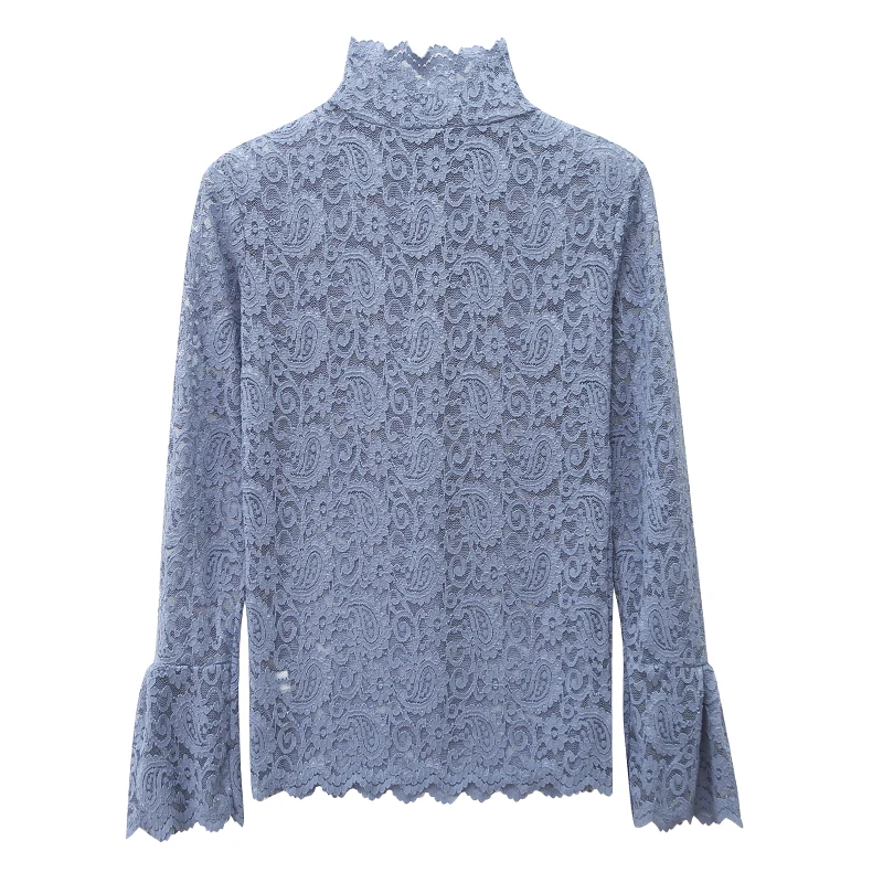 New 2021 Spring Autumn Long Sleeve Women Lace Tops Fashion Sexy Hollow Out Flare Sleeve Turtleneck Woman's t-shirt
New 2021 Spring Autumn Long Sleeve Women Lace Tops Fashion Sexy Hollow Out Flare Sleeve Turtleneck Woman's t-shirt