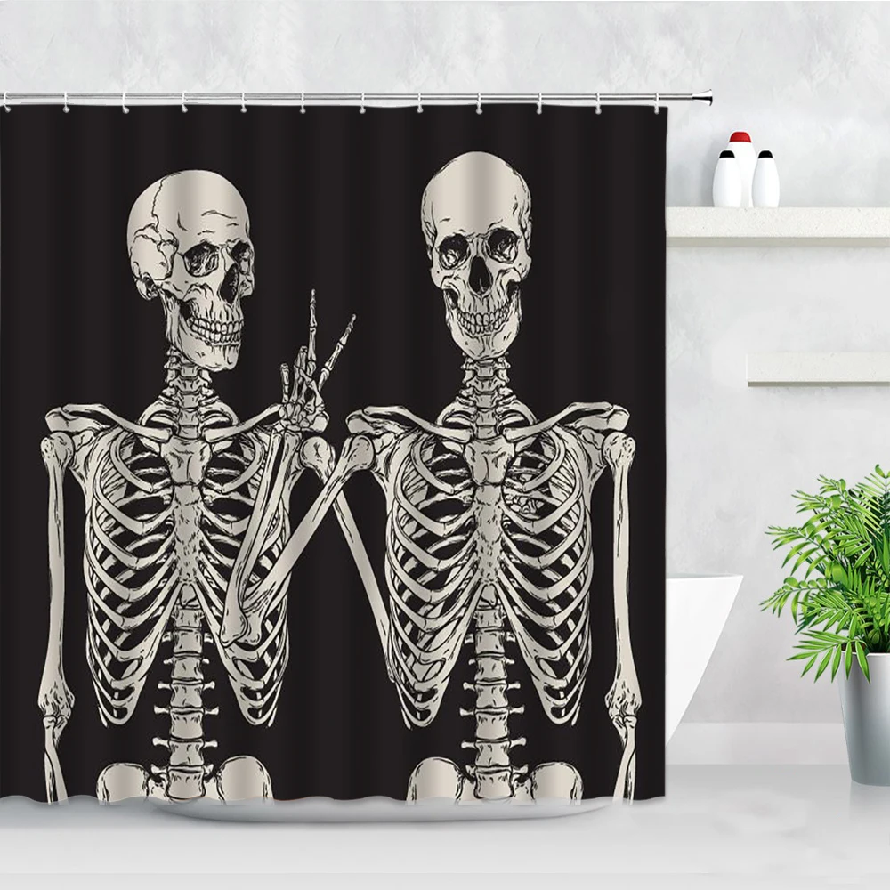 Horror Skeleton Shower Curtains Sugar Skull Ok Posing Vintage Black Backdrop Waterproof Polyester Cloth Bathroom Decor With Hook
Horror Skeleton Shower Curtains Sugar Skull Ok Posing Vintage Black Backdrop Waterproof Polyester Cloth Bathroom Decor With Hook