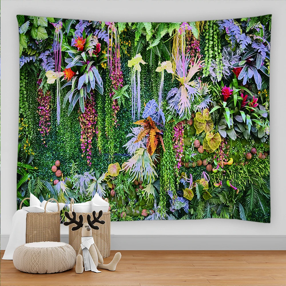 

Tropical plant Grass Tapestry Flower Green Plant Wall Hanging Cloth Bohemian Tapestries Art Home Decor Printing Carpet Yoga Mat