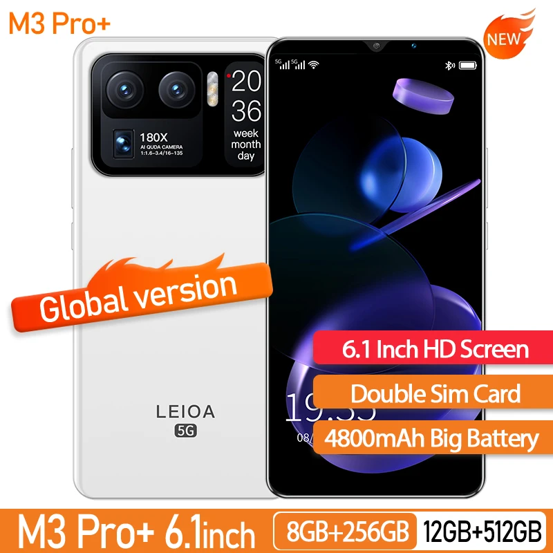 Global Version M3 Pro+ 6.1 Inch Smartphone 4800mAh 12+512GB 48MP HD Rear Camera Unlocked 5G Cellphone Support Google GPS
Global Version M3 Pro+ 6.1 Inch Smartphone 4800mAh 12+512GB 48MP HD Rear Camera Unlocked 5G Cellphone Support Google GPS