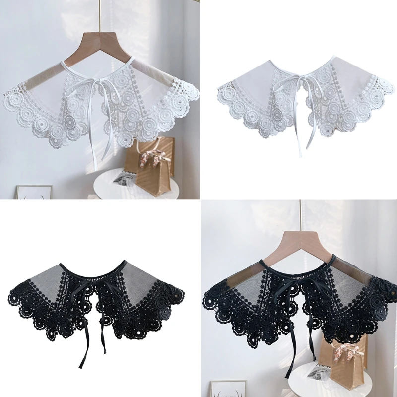 Double Layer Embroidery Floral Trim Fake Collar Big Shawl Wrap Women Girls Sheer Lace Decorative Necklace Lapel Half Shirt Mini
Double Layer Embroidery Floral Trim Fake Collar Big Shawl Wrap Women Girls Sheer Lace Decorative Necklace Lapel Half Shirt Mini