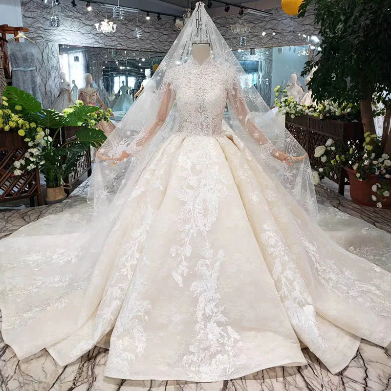 BGW HT42825 Muslim Wedding Dress With Wedding Veil Flower High-neck Long Sleeve Handmade Bridal Dress Wedding Gown With Train
BGW HT42825 Muslim Wedding Dress With Wedding Veil Flower High-neck Long Sleeve Handmade Bridal Dress Wedding Gown With Train