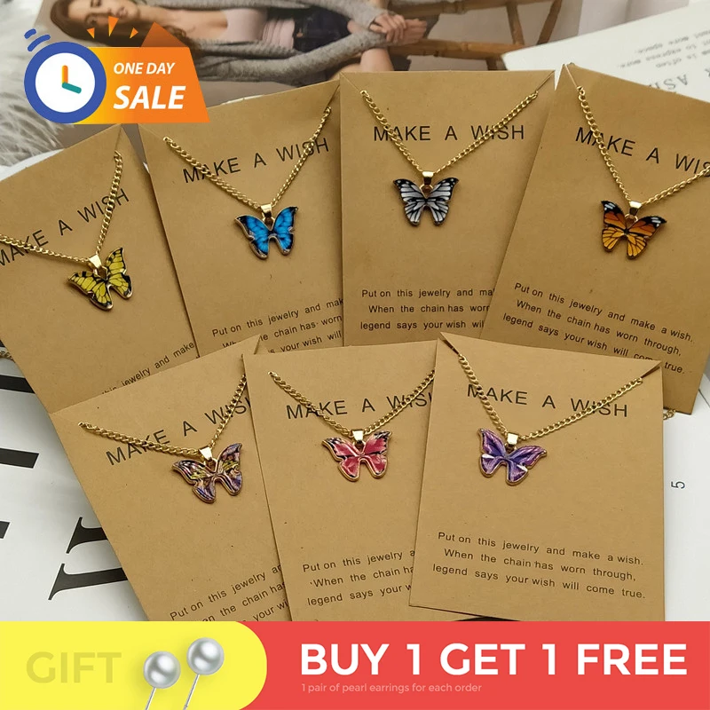 Korean Fashion Cute Butterfly Pendant Colorful Necklace for Women Gold Gothic Choker Women Necklaces Jewelry Gifts Cheap Things
Korean Fashion Cute Butterfly Pendant Colorful Necklace for Women Gold Gothic Choker Women Necklaces Jewelry Gifts Cheap Things