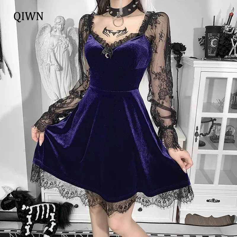 Vintage Sexy Purple Velvet Dress Y2K Grunge Dark V Neck Aesthetic Mini Dress Harajuku Long Sleeve Women Autumn Partywear
Vintage Sexy Purple Velvet Dress Y2K Grunge Dark V Neck Aesthetic Mini Dress Harajuku Long Sleeve Women Autumn Partywear