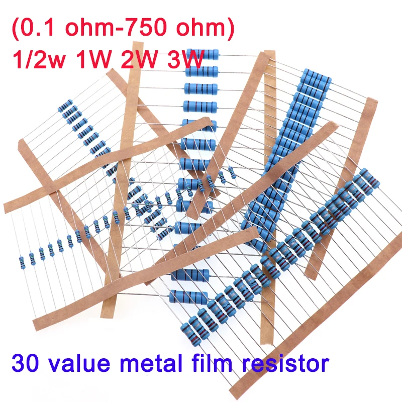 1/2W 1W 2W 3W Metal Film Resistor Assorted Set 30 Value (0.1 ohm-750 ohm) , 1% colored ring resistance kit 27R 270R 7.5R 75R
1/2W 1W 2W 3W Metal Film Resistor Assorted Set 30 Value (0.1 ohm-750 ohm) , 1% colored ring resistance kit 27R 270R 7.5R 75R