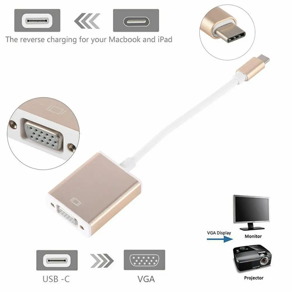 New USB 3.1 to VGA adapter for the new Macbook 12 in Chromebook Pixel Lumia 950XL Type C male to female VGA cable adapter
New USB 3.1 to VGA adapter for the new Macbook 12 in Chromebook Pixel Lumia 950XL Type C male to female VGA cable adapter
