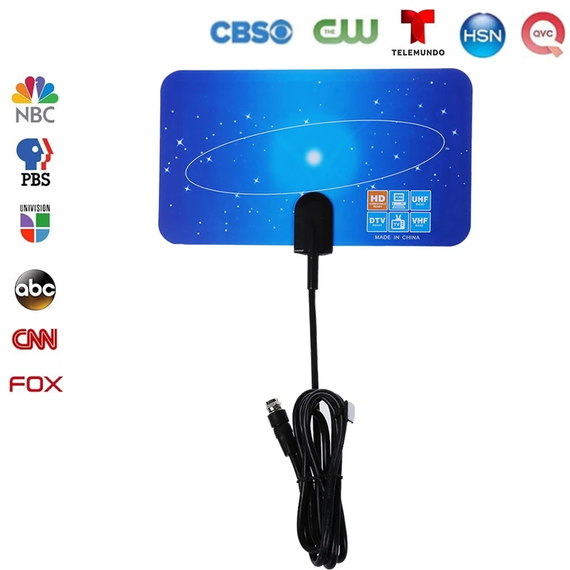 

MOOL HDTV Antenna, Digital TV Antenna Long Range with Amplifier Signal Booster HDTV DTV HD VHF UHF Flat High Gain US Plug