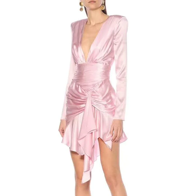 MSXU 2020 New Fashion Women Sexy V-neck Long-sleeved Waist Fold Asymmetrical Hem Short Dress Women
MSXU 2020 New Fashion Women Sexy V-neck Long-sleeved Waist Fold Asymmetrical Hem Short Dress Women