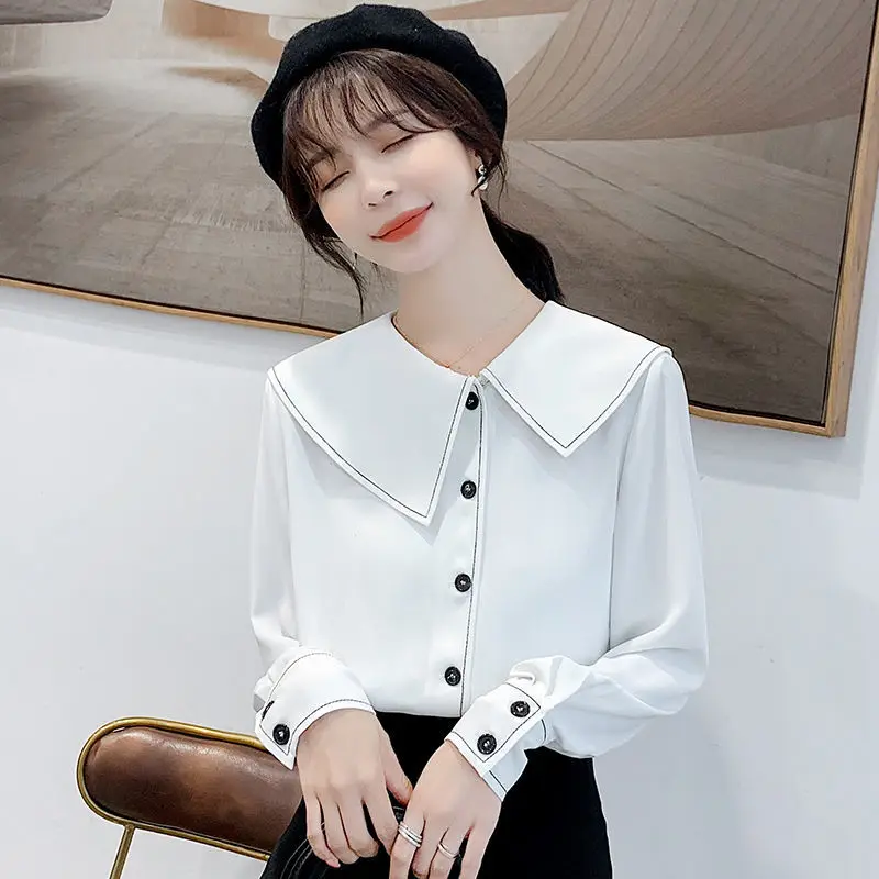 Women 2021 Autumn Winter Vintage Turn-down Collar Blouse Shirts Female Fashion Elegant Chic Blouse Tops Chiffon Shirts B389
Women 2021 Autumn Winter Vintage Turn-down Collar Blouse Shirts Female Fashion Elegant Chic Blouse Tops Chiffon Shirts B389