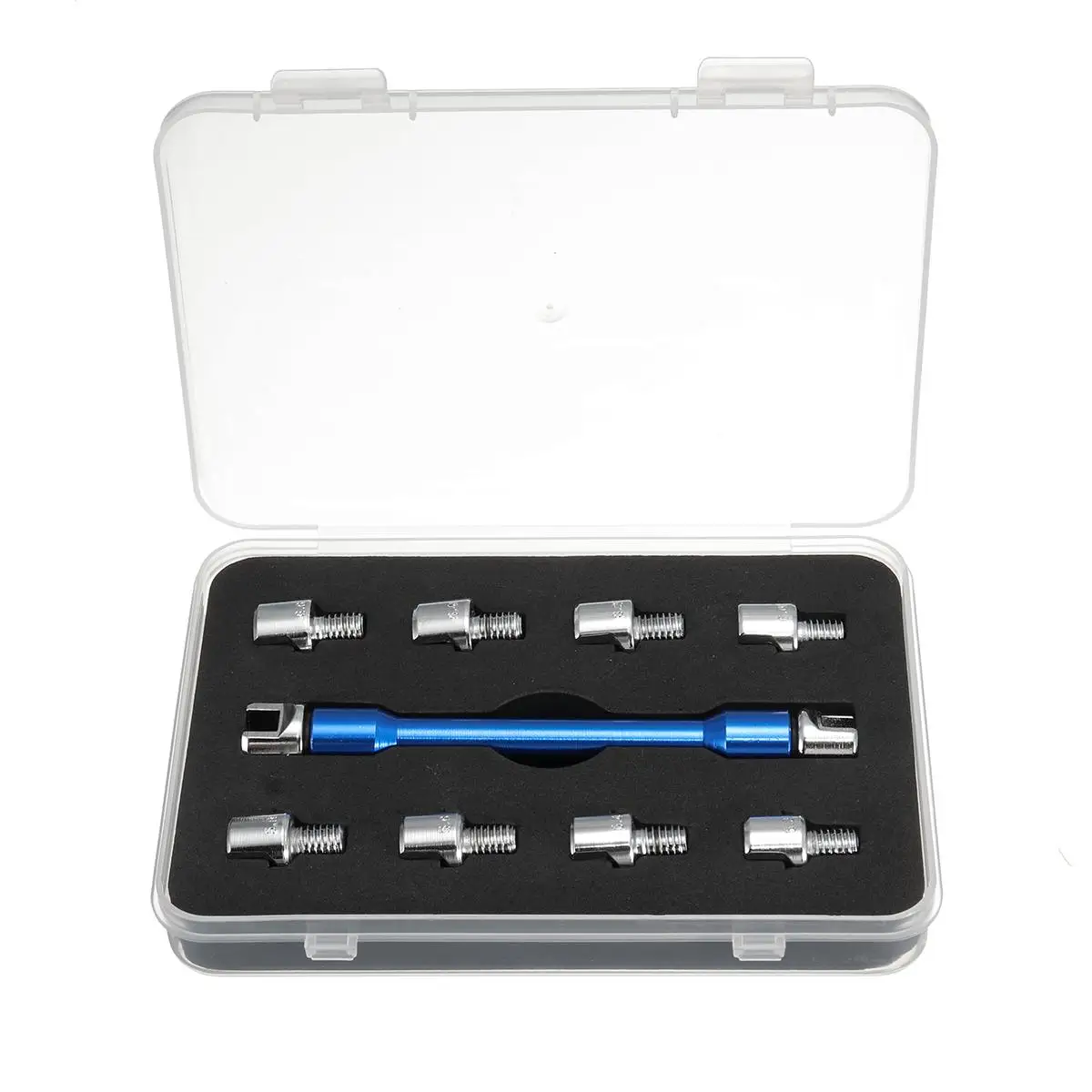 Motorcycle Blue Spoke Wrench with 10 Pieces Hardened Tips 5.0~6.8 Set For Most Motorbikes For Tyre Steel Wire Repair Tool
Motorcycle Blue Spoke Wrench with 10 Pieces Hardened Tips 5.0~6.8 Set For Most Motorbikes For Tyre Steel Wire Repair Tool