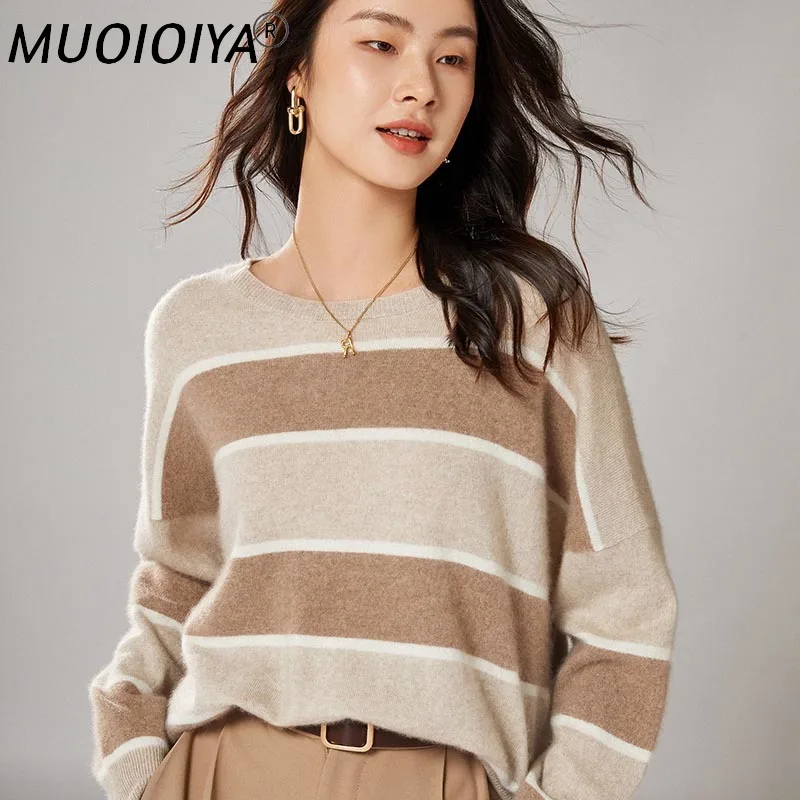 Women Sweaters 100% Pure Merino Wool Knitted Jumpers Female 2022 Winter Soft Warm Oneck Striped Pullovers 
Women Sweaters 100% Pure Merino Wool Knitted Jumpers Female 2022 Winter Soft Warm Oneck Striped Pullovers