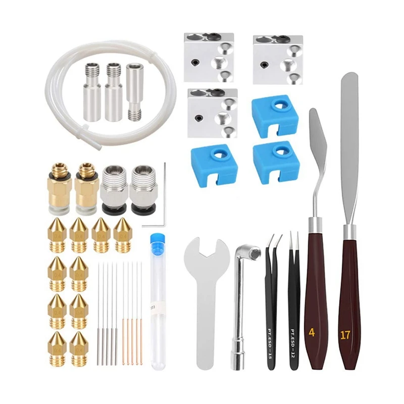 41Pcs 3D Printer Nozzles Kit for Ender 3 V2 CR10 Ender 5 Pro, MK8 Hardened Steel Nozzle Heatbreak Heater Block
41Pcs 3D Printer Nozzles Kit for Ender 3 V2 CR10 Ender 5 Pro, MK8 Hardened Steel Nozzle Heatbreak Heater Block