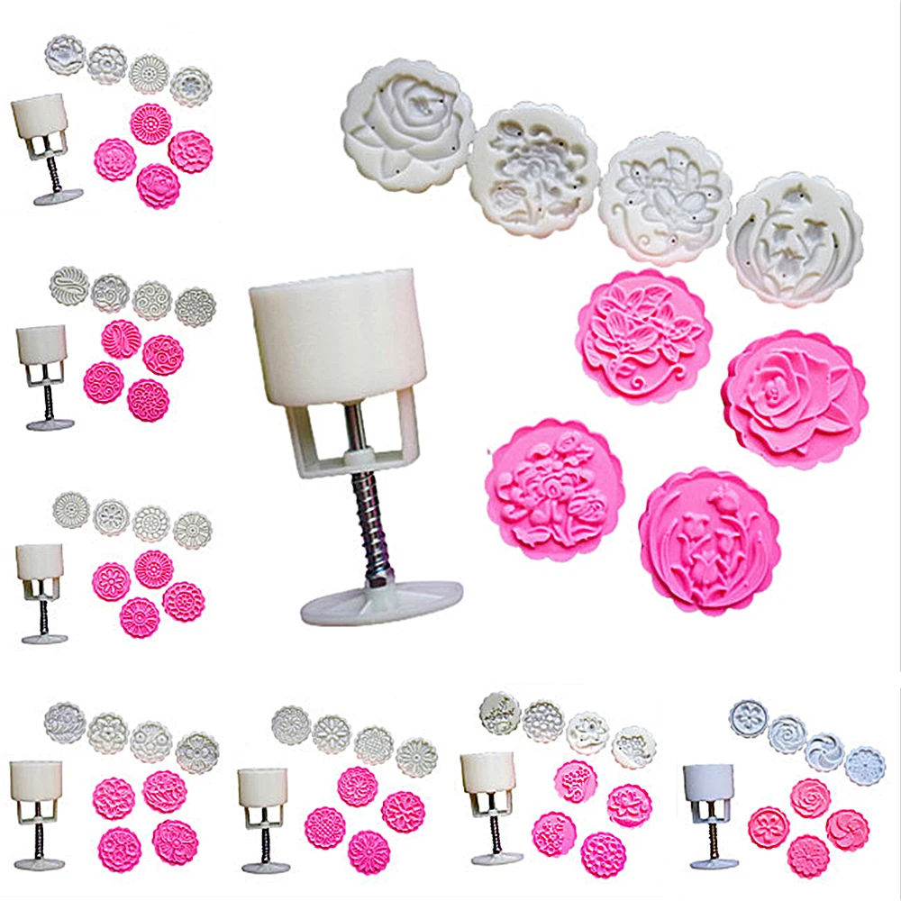 4 Style Round Flower Mooncake Mold Set 75g Mid Autumn Festival DIY Hand Pressure Fondant Moon Cake Mould Decoration Tool
4 Style Round Flower Mooncake Mold Set 75g Mid Autumn Festival DIY Hand Pressure Fondant Moon Cake Mould Decoration Tool