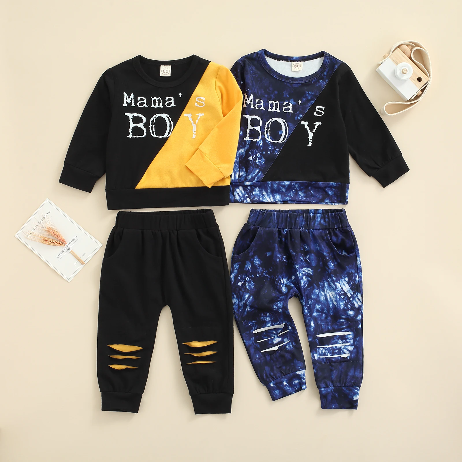 Baby Boys Hoodie Set Long Sleeve Crew Neck Letters Sweatshirt with Ripped Pants Fall Outfit
Baby Boys Hoodie Set Long Sleeve Crew Neck Letters Sweatshirt with Ripped Pants Fall Outfit