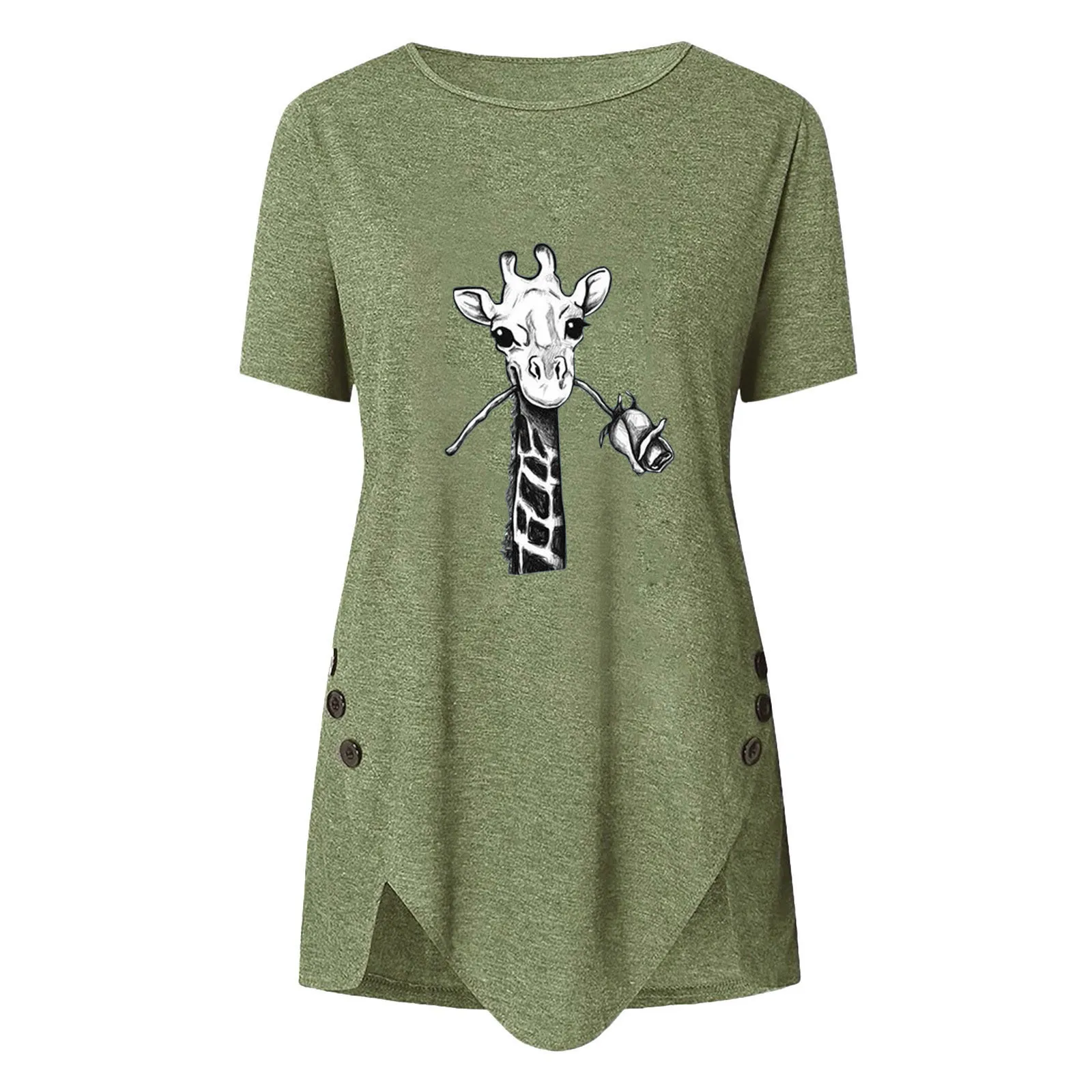 Summer Women's Blouse Animal Print O-neck Irregular Short Sleeve Loose Collar T-shirt Fashion Casual Female T-shirts 2021
Summer Women's Blouse Animal Print O-neck Irregular Short Sleeve Loose Collar T-shirt Fashion Casual Female T-shirts 2021