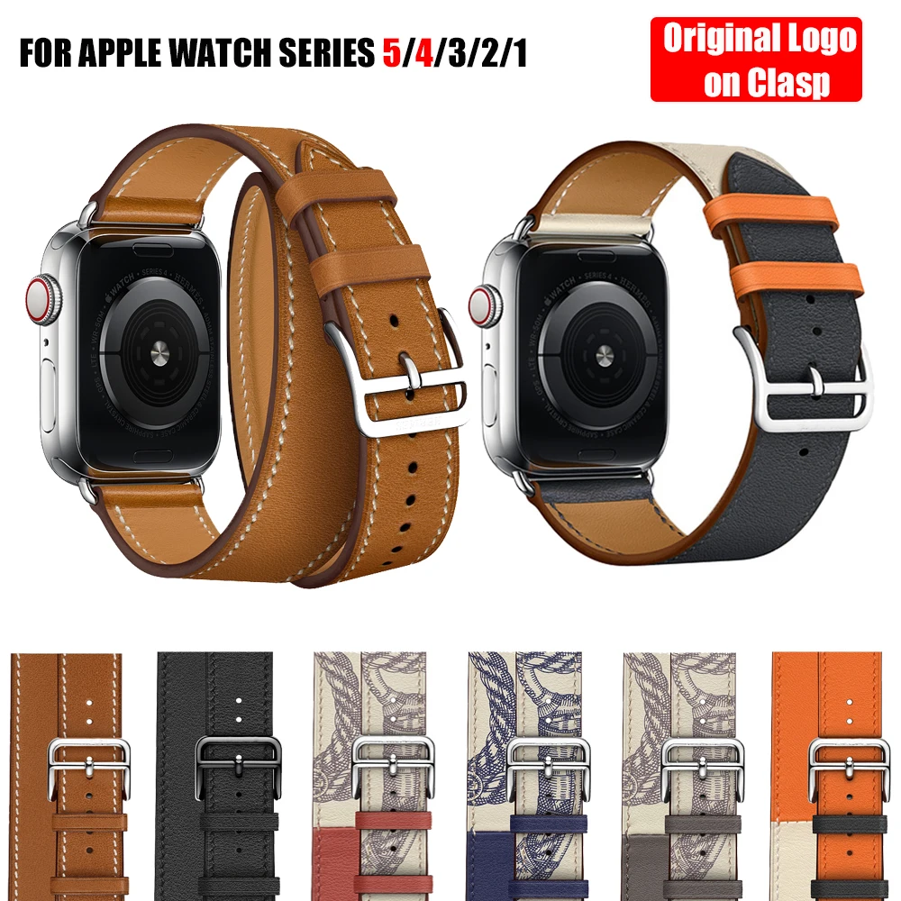 Ремешок для Apple Watch Band Series 6 5 4 3 2 1 SE браслет из натуральной кожи iWatch 44 мм 40 42 38