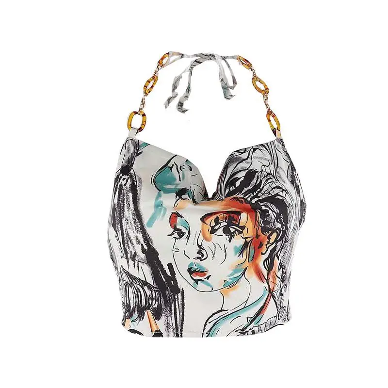 DUAYR Summer Fashion Crop Top Tie Dye Printing Chain Tie Neck Vest Women's Suspender Sexy Vest
DUAYR Summer Fashion Crop Top Tie Dye Printing Chain Tie Neck Vest Women's Suspender Sexy Vest