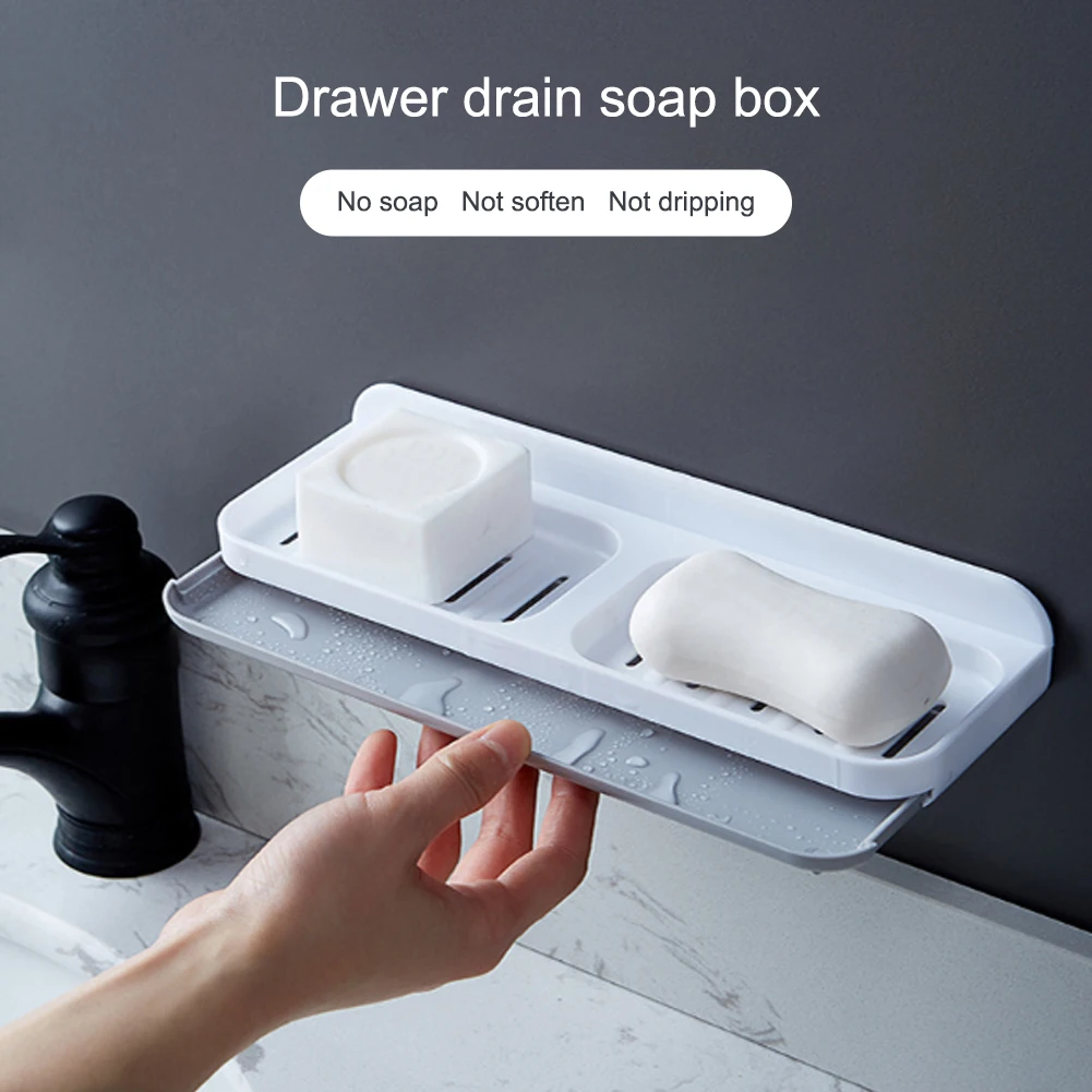 1pc Wall Mounted Soap Dish Double Grid Drawer Design Double Drain Soap Box For Bathroom Soap Holder Storage Tools
1pc Wall Mounted Soap Dish Double Grid Drawer Design Double Drain Soap Box For Bathroom Soap Holder Storage Tools