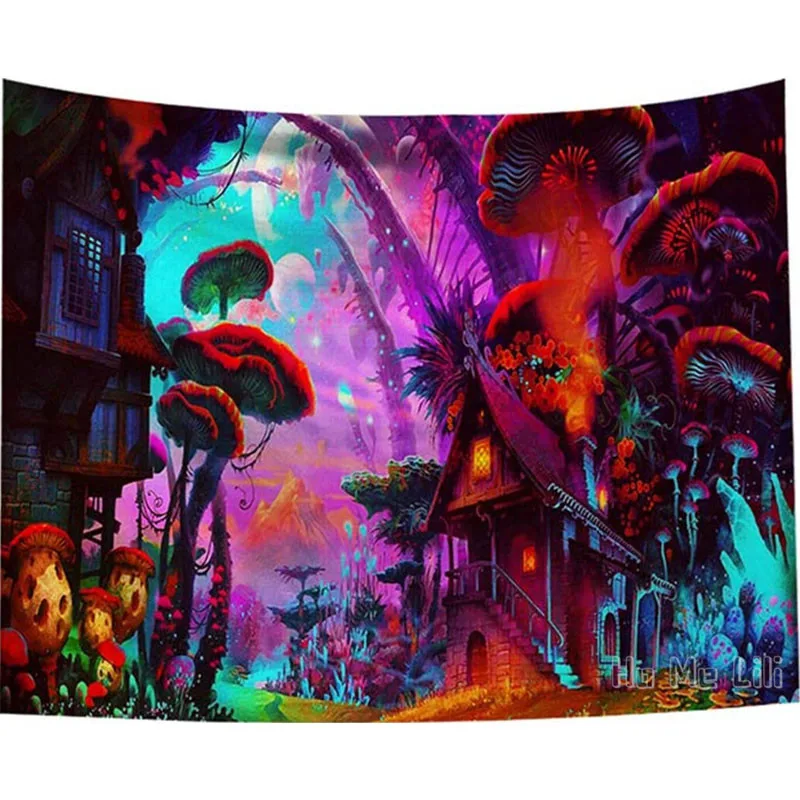 

Psychedelic Mushroom Tapestry Forest Trippy Landscape Decor Fantasy Nature Wall Hanging For Bedroom Living Room Dorm