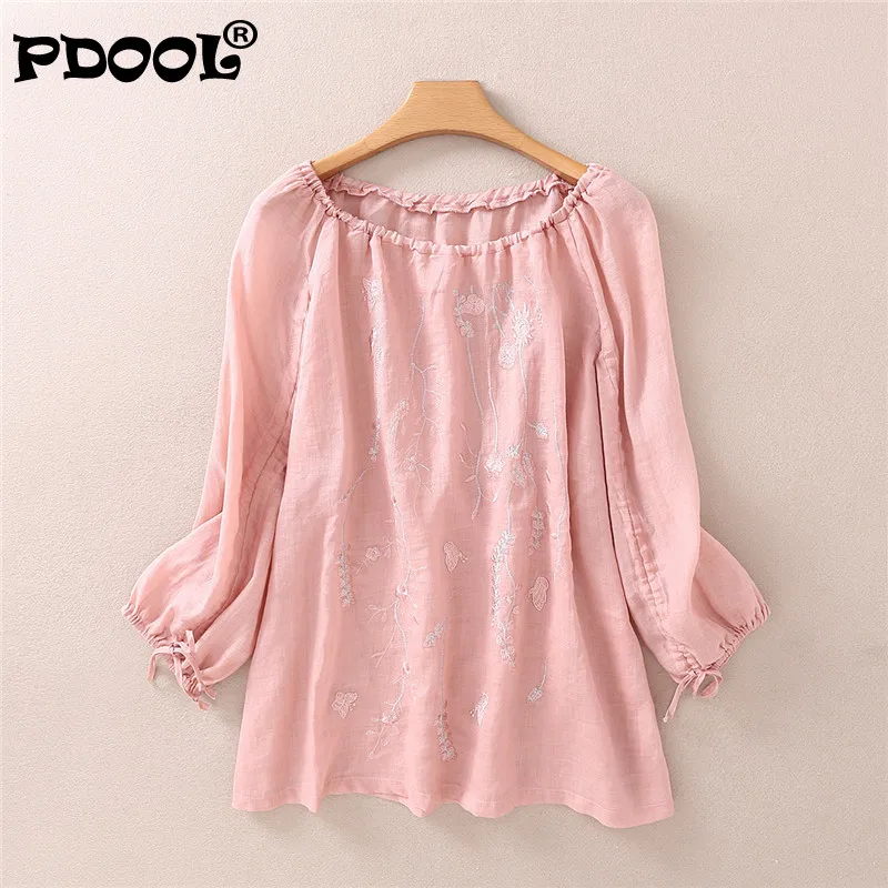 7 / 4 Sleeve Cotton Linen Embroidered Shirt Women's 2021 Autumn New Vintage Linen One Line Collar Loose Shirt
7 / 4 Sleeve Cotton Linen Embroidered Shirt Women's 2021 Autumn New Vintage Linen One Line Collar Loose Shirt