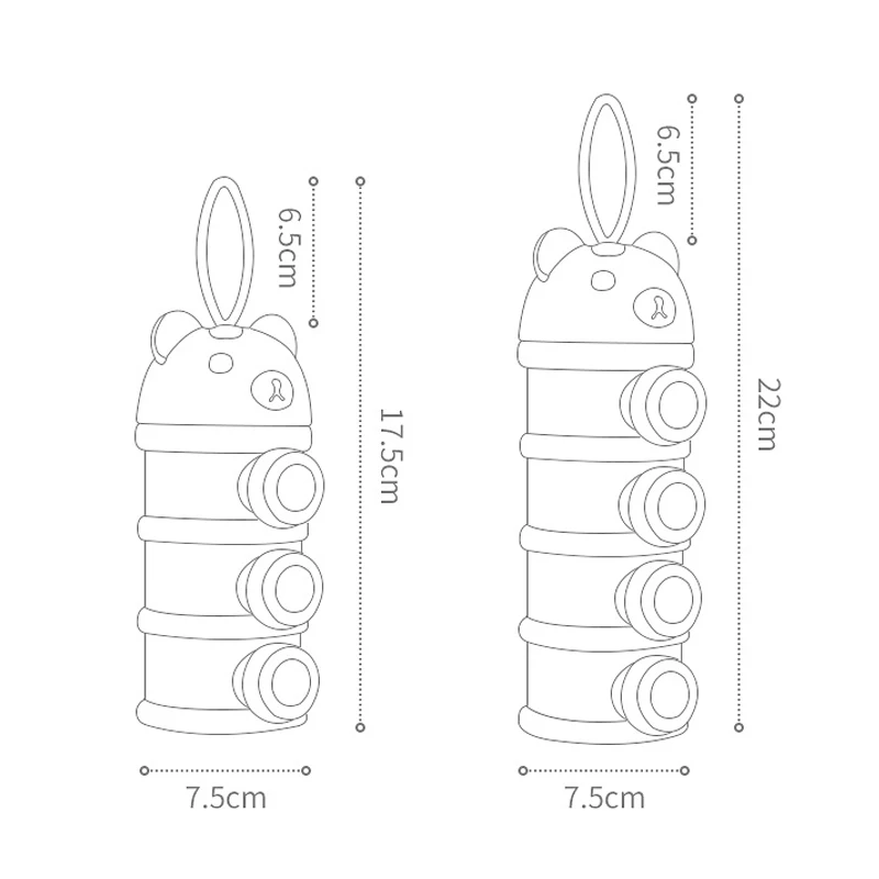 3/4 Слои медведь Стиль Портативный Детские Еда бокс для несколькими отверстиями