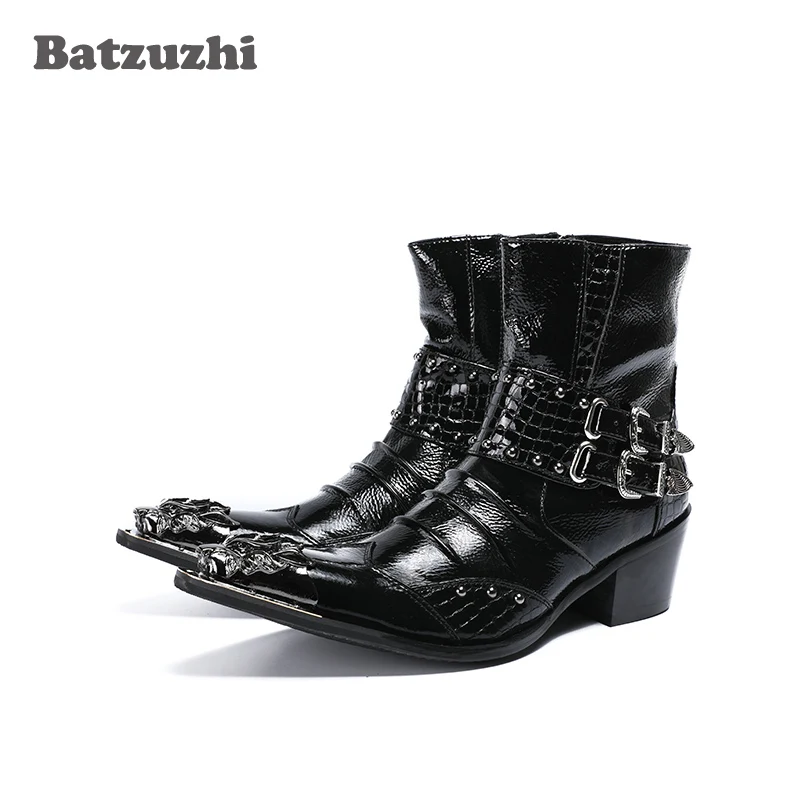 Batzuzhzi 6.5cm Height Increased Men Boots Metal Pointed Toe Leather Botas Hombre with Buckles Punk Rock Motocycle Short Boots
Batzuzhzi 6.5cm Height Increased Men Boots Metal Pointed Toe Leather Botas Hombre with Buckles Punk Rock Motocycle Short Boots
