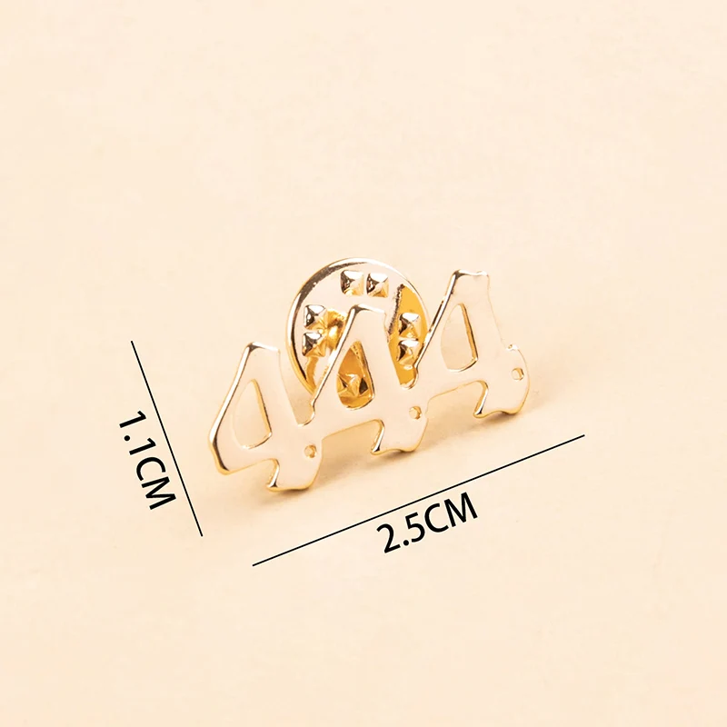 Модный цифровой металлический значок Lucky Angel Number 444 777 брошь с золотой Заколкой