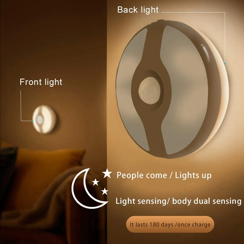 Wireless Night Light Motion Sensor Night Light, Rechargeable Battery Operated Lights with Dusk to Dawn Sensor,Standby
Wireless Night Light Motion Sensor Night Light, Rechargeable Battery Operated Lights with Dusk to Dawn Sensor,Standby