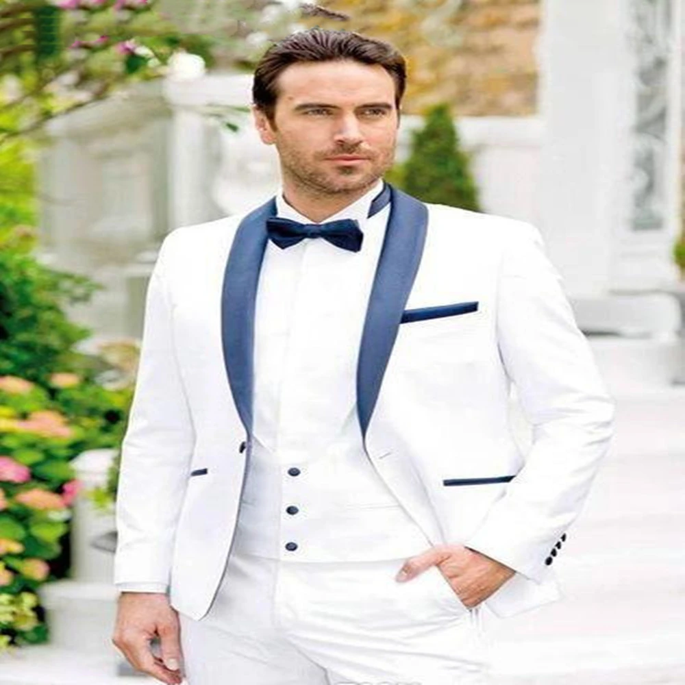 New Arrival Navy Blue Shawl Collar Men's White Suits Hot Selling Custom Made One Button Fashion Dinner Party Blazer 3 Pieces
New Arrival Navy Blue Shawl Collar Men's White Suits Hot Selling Custom Made One Button Fashion Dinner Party Blazer 3 Pieces