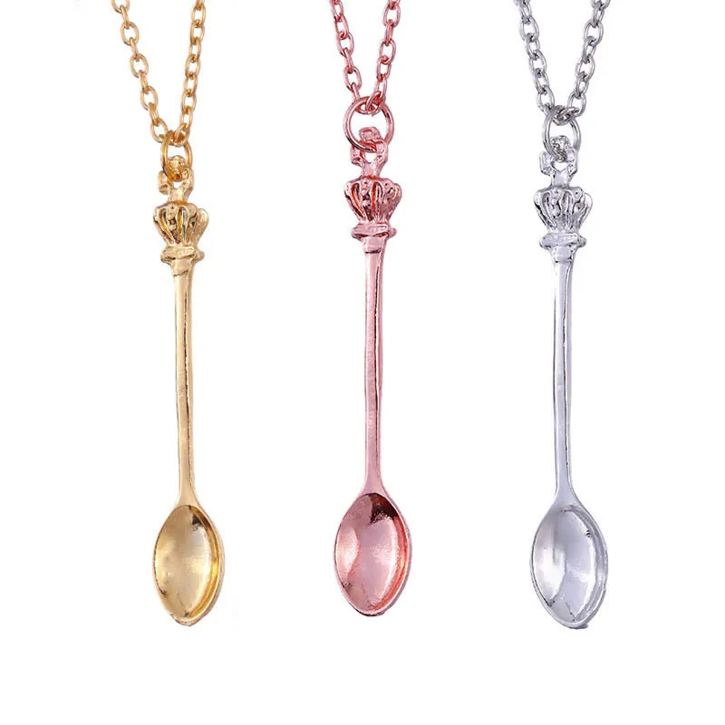 Charm Tiny Tea Spoon Shape Pendant Necklace With Crown For Women 3 Colors Creative Mini Long Link Jewelry Spoon Necklace
Charm Tiny Tea Spoon Shape Pendant Necklace With Crown For Women 3 Colors Creative Mini Long Link Jewelry Spoon Necklace
