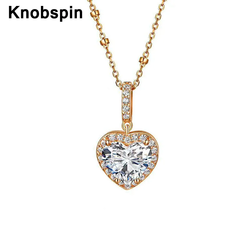 Knobspin Romantic 100% 925 Sterling Silver Heart Wedding Pendant Necklace For Women High Carbon Diamond Party Fine Jewelry Gift
Knobspin Romantic 100% 925 Sterling Silver Heart Wedding Pendant Necklace For Women High Carbon Diamond Party Fine Jewelry Gift