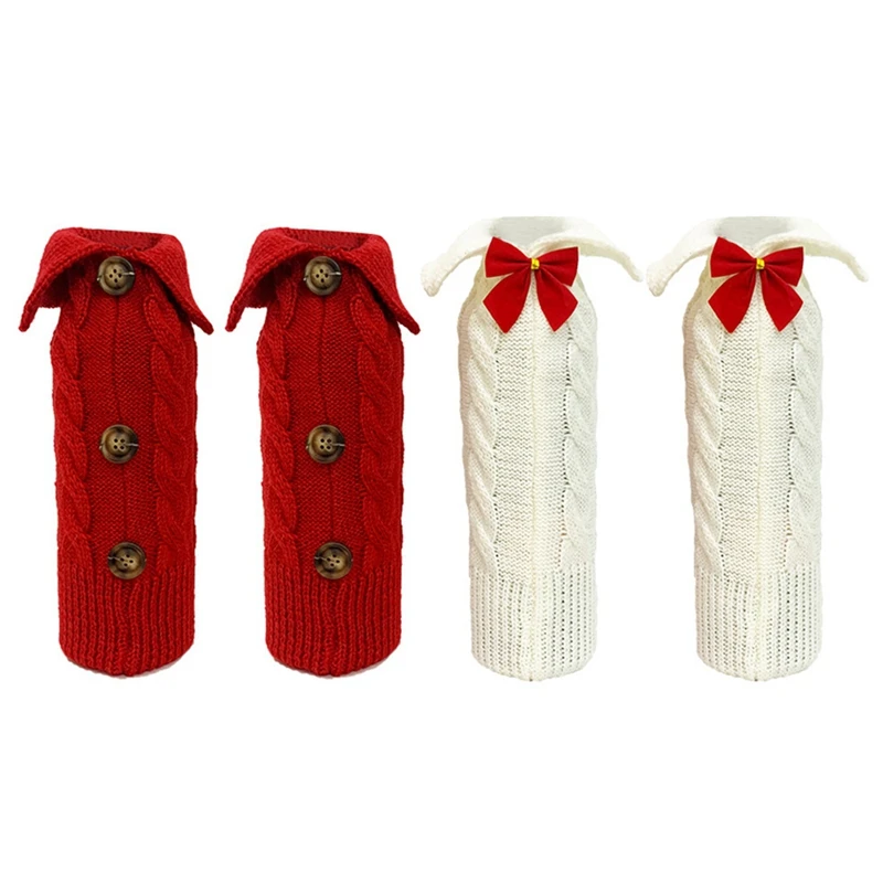 4 Pcs Christmas Wine Bottle Cover Bags Knitted Wine Sweaters Cover Dress for Xmas Dinner Table Home Decorations
4 Pcs Christmas Wine Bottle Cover Bags Knitted Wine Sweaters Cover Dress for Xmas Dinner Table Home Decorations