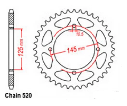 520 Chain 45T Motorcycle Rear Sprocket For MuZ 660 Baghira 97-03 Yamaha XV125 Virago SRV250 XV250 XT400 XT600 XTZ660 Tenere 
520 Chain 45T Motorcycle Rear Sprocket For MuZ 660 Baghira 97-03 Yamaha XV125 Virago SRV250 XV250 XT400 XT600 XTZ660 Tenere