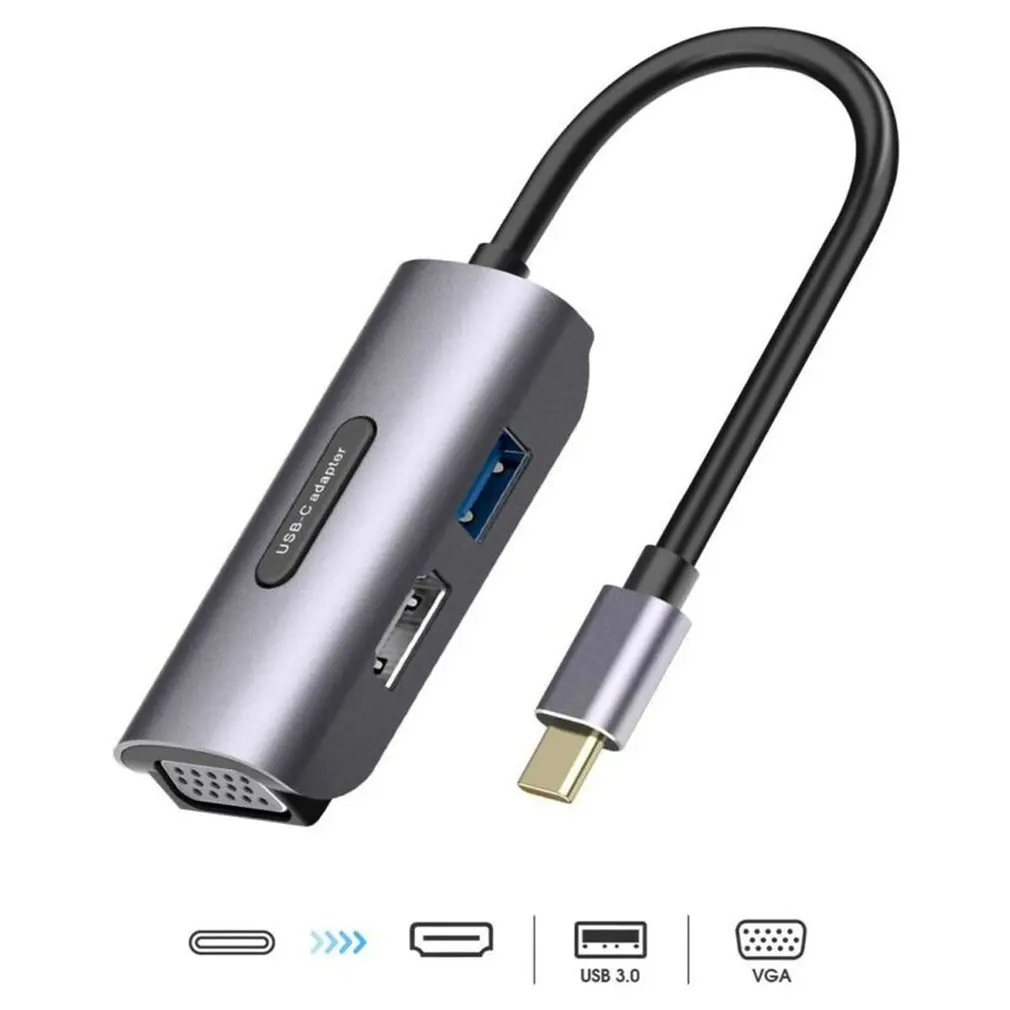 

3 IN 1 Type C to RJ45 VGA MiniDP DP HDMI-compatible Adapter For MacBook Network Projector Computer Monitor Connection Adapter