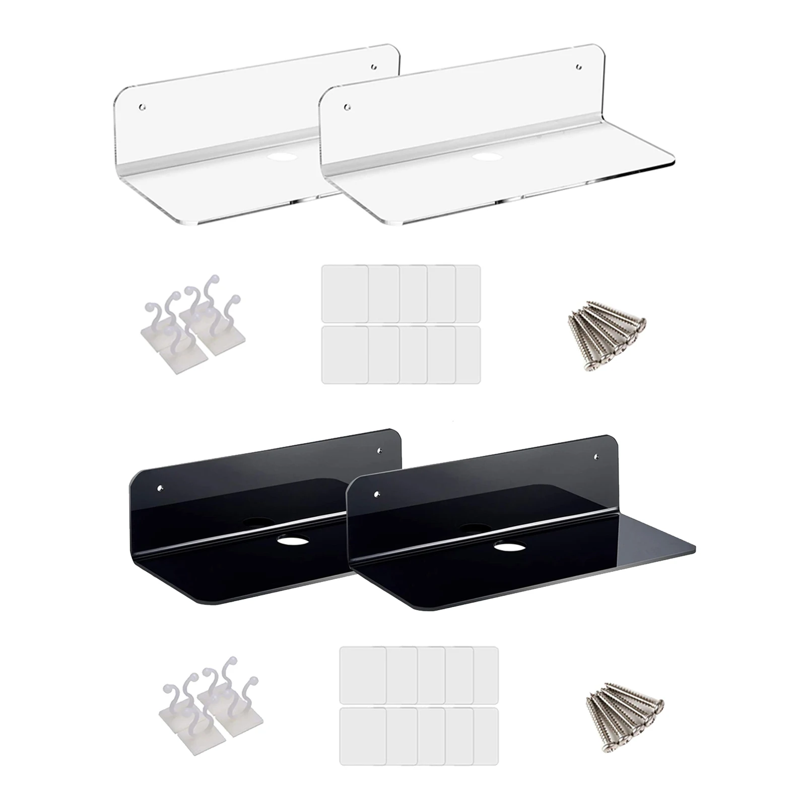 2Pieces Acrylic Floating Wall Mounted Shelves Wall Floating Shelves for Alarm Clock, Wireless Speaker
2Pieces Acrylic Floating Wall Mounted Shelves Wall Floating Shelves for Alarm Clock, Wireless Speaker