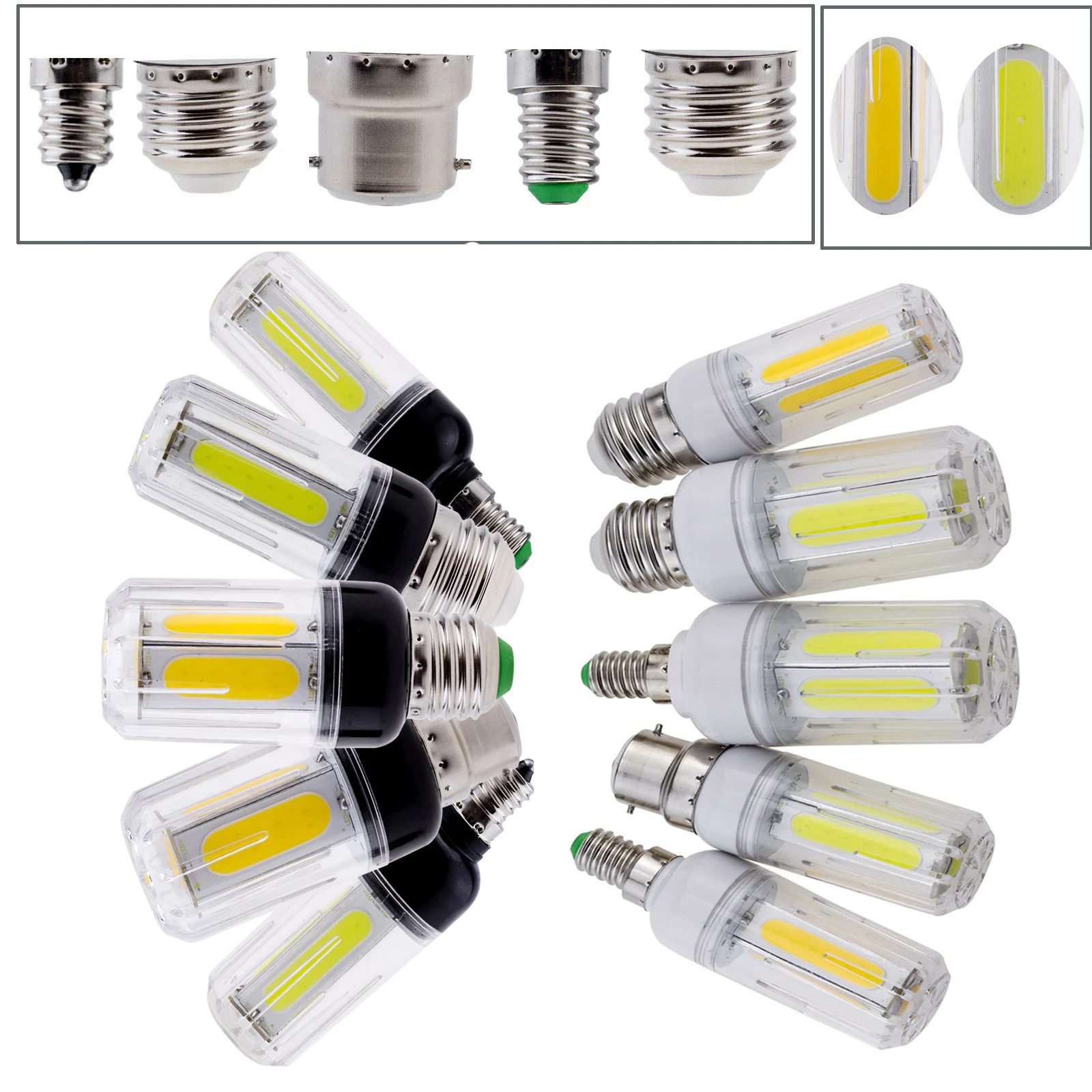 

5Pcs COB LED Corn Bulb E27 E26 E12 B22 E14 16W 12W AC 85-265V 110V 220V Ultra Bright Light Home Table Lamps Lighting