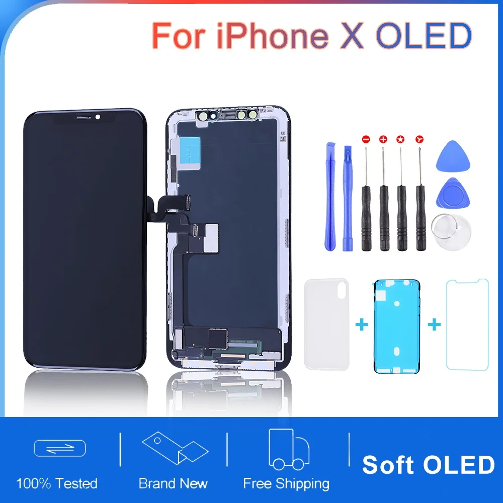 Soft OLED Display For iPhone X XS LCD Display Touch Screen Digitizer Assembly With 3D Touch Replacement
Soft OLED Display For iPhone X XS LCD Display Touch Screen Digitizer Assembly With 3D Touch Replacement