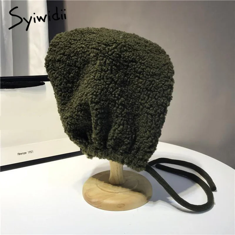 Syiwidii женская зимняя шапка из искусственного меха шапки-бомбер флисовые теплые