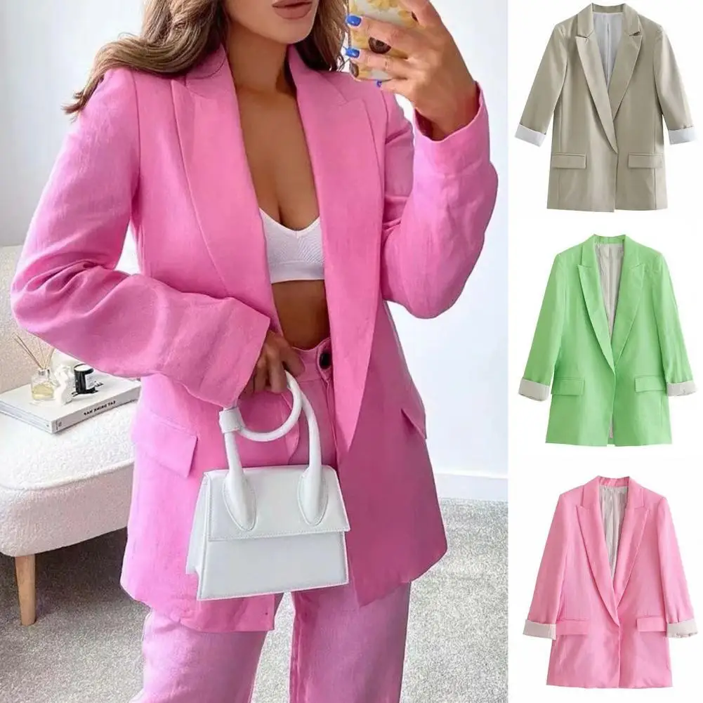 Women Suit Coat 2021 Ladies Blazer Lapel Loose Cardigan Long Sleeve Women Blazer Solid Color Suit Coat for Office
Women Suit Coat 2021 Ladies Blazer Lapel Loose Cardigan Long Sleeve Women Blazer Solid Color Suit Coat for Office