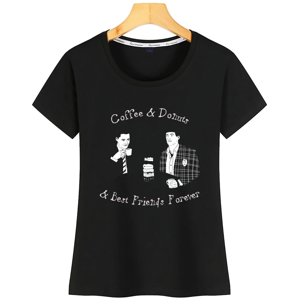 Tops T Shirt Women Twin Peaks Sheriff Harry And Agent Cooper Vogue White Cotton Tshirt | Женская одежда