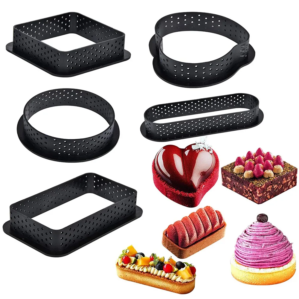 5Pcs Tart Molds Carbon Fiber Heat-Resistant Perforated Cake Mousse Ring Nonstick Bakeware Candy Mould Cookie Cutter
5Pcs Tart Molds Carbon Fiber Heat-Resistant Perforated Cake Mousse Ring Nonstick Bakeware Candy Mould Cookie Cutter