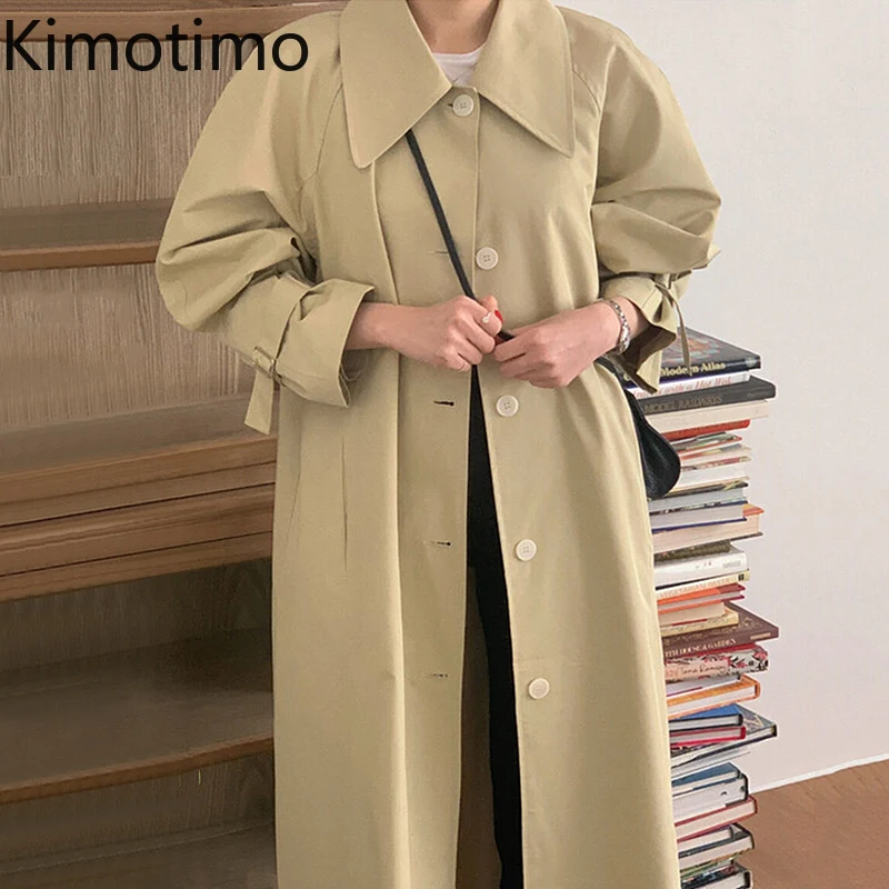 Женский Тренч Kimotimo, модное Свободное пальто средней длины в Корейском стиле с отложным воротником и поясом, осень
Женский Тренч Kimotimo, модное Свободное пальто средней длины в Корейском стиле с отложным воротником и поясом, осень